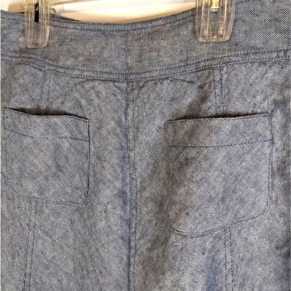 Ann Taylor Blue Linen Fit n Flare Skirt with Pocke - Picture 6 of 12
